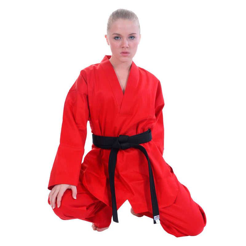 Han - Red  V-neck light weight poly/cotton TKD Uniform