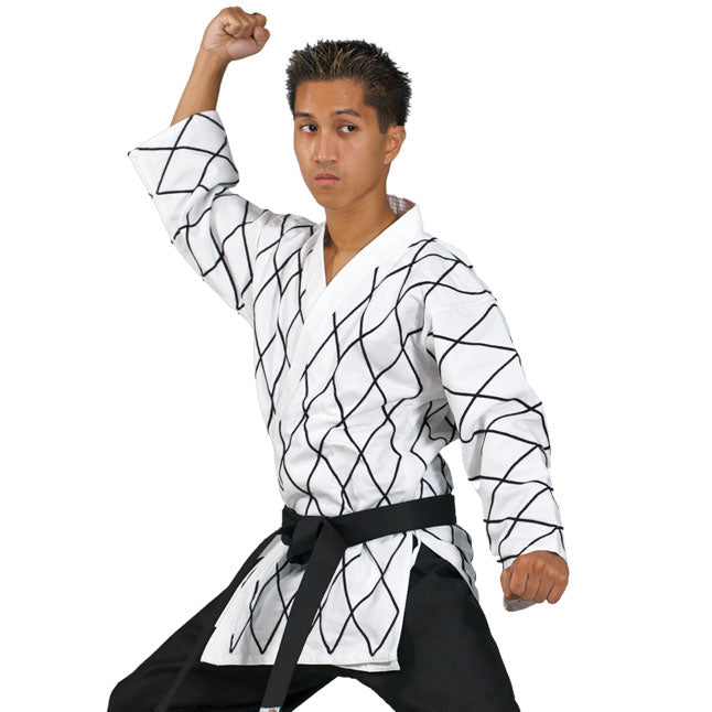 Hapkido Uniform - White with Black Diamond Pattern Top