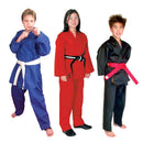 Karate Uniforms- Blue/Red/Black Light Weight Poly/Cotton