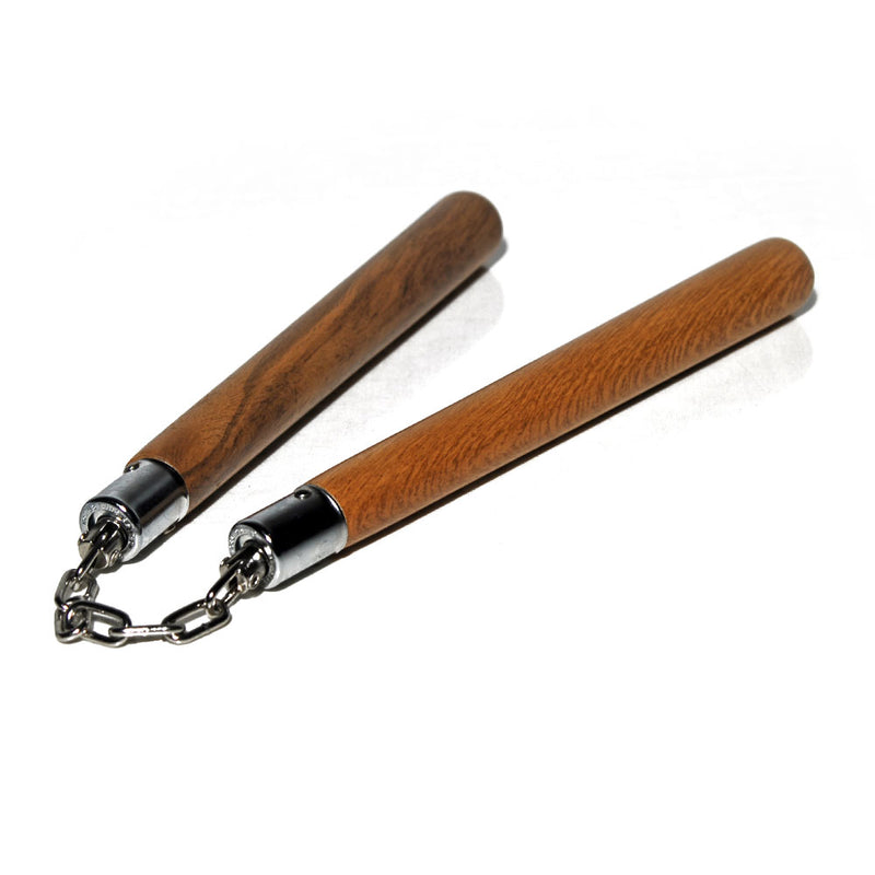 Nunchuck (Nunchakus) -  Natural Round Hardwood w/Chain and Ball Bearing Swivels