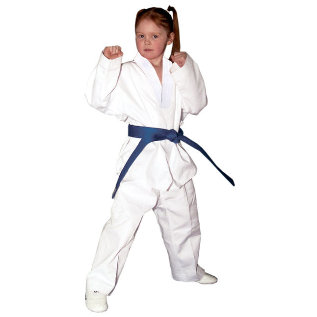 Tae Kwon Do Uniforms - white V-neck - Light Weight  poly/cotton